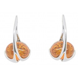 Boucle d'oreille Ambre naturel cognac et Argent 925/1000