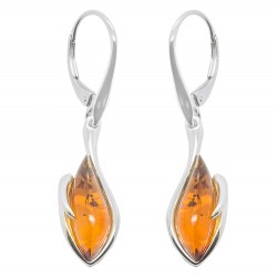 Pendentif en Ambre couleur Cognac et Argent 925/1000