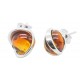 Boucle d'oreille Argent et Ambre naturel miel - demi-sphère