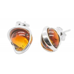 Boucle d'oreille Argent et Ambre naturel miel - demi-sphère