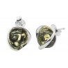 Boucle d'oreille Argent et Ambre naturel miel - demi-sphère