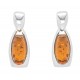 Boucle d'oreille Ambre cognac et Argent 925/1000