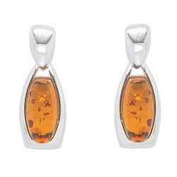 Amber cognac and silver 925/1000 earring