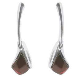 Cherry and silver 925/1000 amber earring