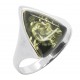 Bague en Ambre naturel couleur verte et Argent forme triangle