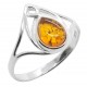 Bague en Ambre cognac et Argent 925/1000, style celtic