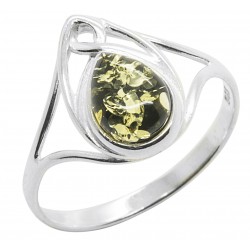 Bague en Ambre vert et Argent style celtic