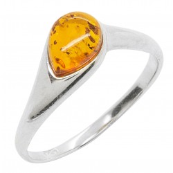 Bague en Ambre cognac et Argent 925/1000