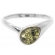 Bague en Ambre naturel couleur verte et Argent