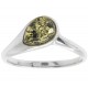 Bague en Ambre naturel couleur verte et Argent