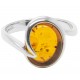 Bague en Ambre cognac et Argent 925/1000, forme ronde