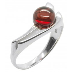 Bague en Ambre cerise et Argent 925/1000