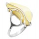Bague ambre blanc et argent