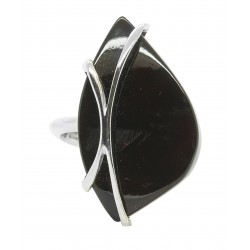 925/1000 Silver and Cherry Amber Ring - Adjustable Size