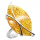 Moderne bague en argent et ambre miel - taille ajustable