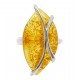 Moderne bague en argent et ambre miel - taille ajustable