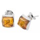 Boucle d'oreille Argent Carre et Ambre