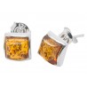 Boucle d'oreille Argent Carre et Ambre