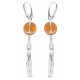 Boucle d'oreille en Argent et bouton d'Ambre naturel