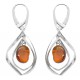Moderne Boucle d'oreille Argent et perle d'ambre flottante