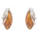 Boucle d'oreille cabochon en Ambre et Argent