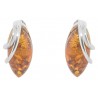 Boucle d'oreille cabochon en Ambre et Argent