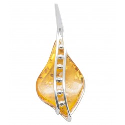 Pendentif d'argent et ambre couleur miel