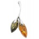 Pendentif ambre et argent 925/1000 en forme de fleur