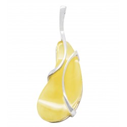 Pendentif argent et ambre blanc