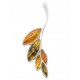 Pendentif argent et ambre naturel en forme de feuille
