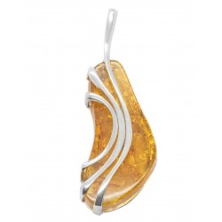 Pendentif en ambre miel et argent
