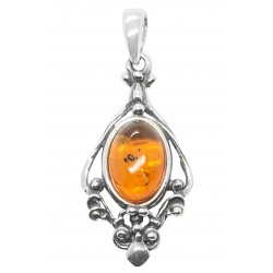 Pendentif ambre cognac et argent 925/1000
