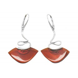 Silver and amber cherry amber earring