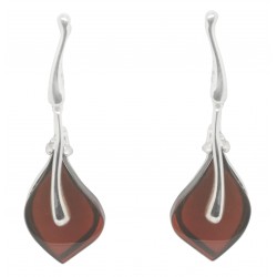 Cherry silver and amber earring