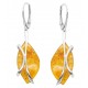 Boucle d'oreille en ambre couleur miel et argent 925/1000
