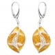 Boucle d'oreille argent 925/1000 et ambre miel