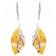 Boucle d'oreille en ambre miel et argent 925/1000