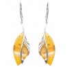 Boucle d'oreille en ambre miel et argent 925/1000