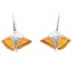 Boucle d'oreille argent et ambre miel losange