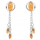 Boucle d'oreille Oeil de chat en Argent et Ambre naturel