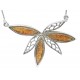 Collier en argent et ambre miel en forme de fleur