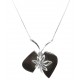 Collier d'ambre couleur cerise et argent en forme de fleur