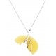 Collier ambre naturel de couleur blanc en argent