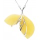 Collier ambre naturel de couleur blanc en argent