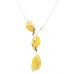Collier argent avec trio de pendentif en ambre royal