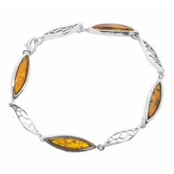 Bracelet d'ambre miel et argent 925/1000
