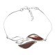 Bracelet d'ambre cerise et argent 925/1000 en forme de vague