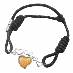 Bracelet en argent 925/1000 avec un coeur en ambre