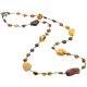 Long collier d'ambre adulte avec des pierres d'ambre brutes multicolores