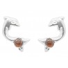 Boucle d'oreille Argent forme Dauphin et perle d'Ambre